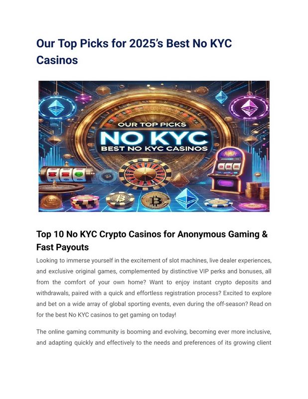 Safe Gambling at No KYC Bitcoin Casinos 2025